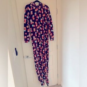 Jenni Gray Fleece Macaron Onesie sz Large